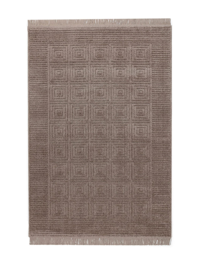 Laura Fringed Area Rug - Soft Mink Floor Carpet