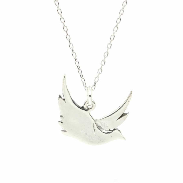 Sterling Silver Flying Bird Charm Necklace - Elegant & Dainty