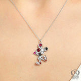 Sterling Silver Cute Mouse Necklace - Zircon Embellished