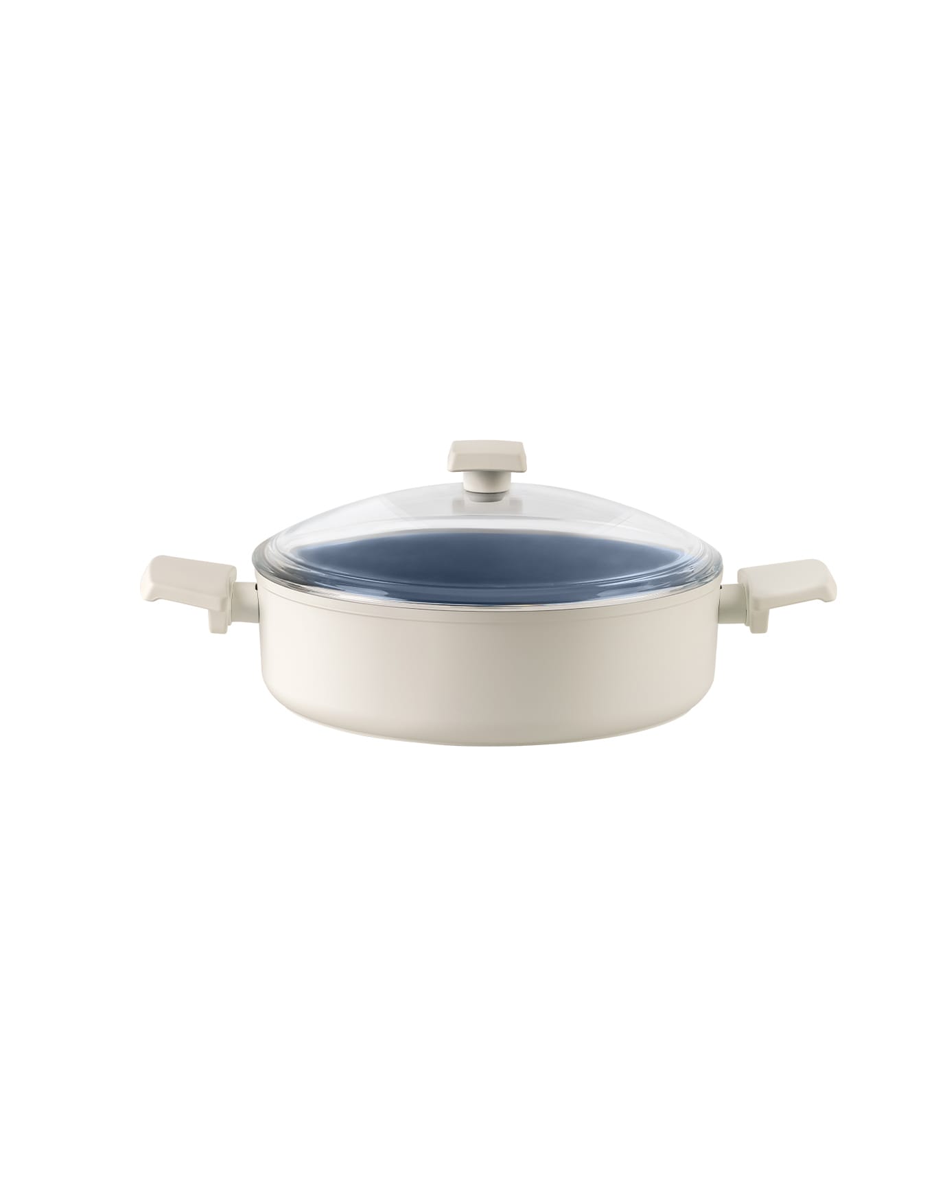 Nano Ceramic Nonstick Shallow Casserole Pot - 26 cm, White & Anthracite