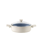 Nano Ceramic Nonstick Shallow Casserole Pot - 26 cm, White & Anthracite