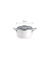 Titanium Enamel Deep Cooking Pot, 18 cm, White