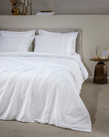 100% Cotton King Size Duvet Cover Set - Shimmering Sateen White & Gold