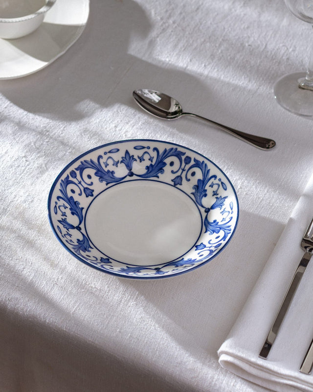New Bone Dinner Plate - Sophisticated Blue & White Motif