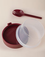Portable Snack Container with Integrated Spoon - 400ml Plum