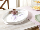 Durable Plastic Serving Tray - Oval Lavander Design