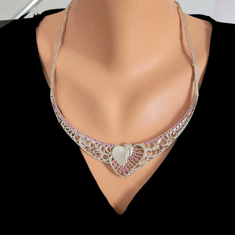 Premium 925 Sterling Silver Filigree Heart Necklace