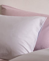 100% Cotton Pillowcase Set of 2 - Soft & Breathable Pillow Covers - Grey & White