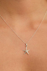 925 Sterling Silver Starfish Pendant Necklace - Ocean Charm