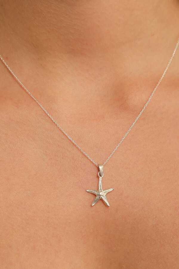 925 Sterling Silver Starfish Pendant Necklace - Ocean Charm