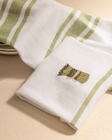 Ensemble de 2 torchons de cuisine brodés en mélange de coton - Motif Asperge