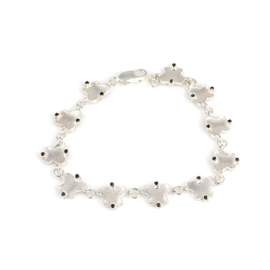 925 Sterling Silver Zircon Butterfly Row Bracelet