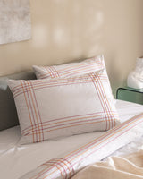 100% Cotton Double Duvet Cover Set - Holly White & Orange