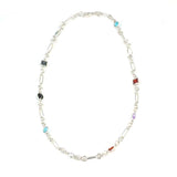 Premium Sterling Silver Colored Stone Paperclip Chain Necklace