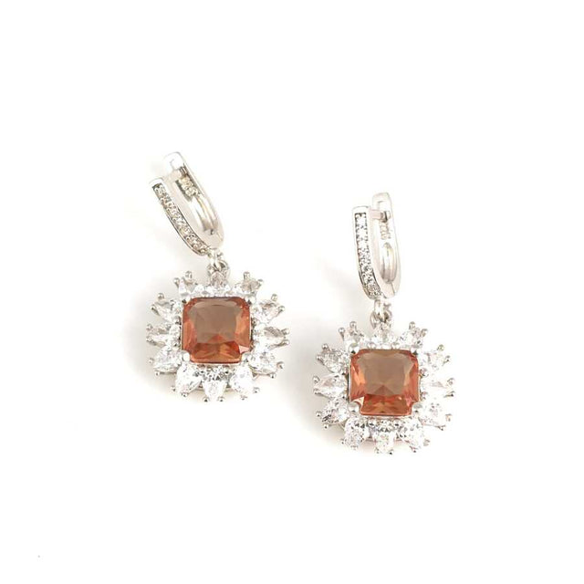 925 Sterling Silver Square Zultanite & Zircon Surround Dangling Earrings