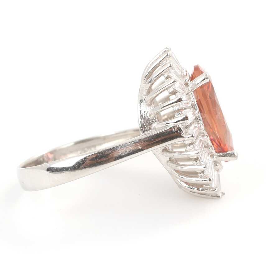 Sterling Silver Zultanite Teardrop Ring with Baguette Accents