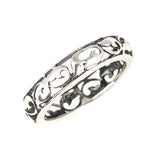 925 Sterling Silver Openwork Ring - Oxidized Filigree Design