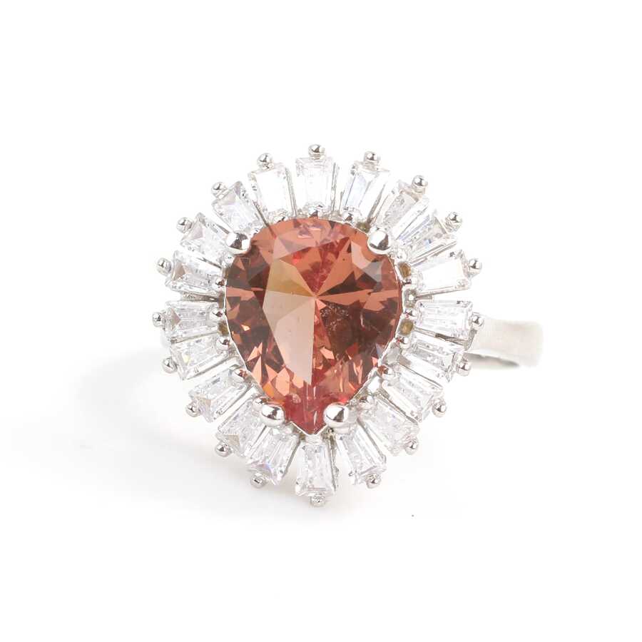 Sterling Silver Teardrop Zultanite & Baguette Zircon Ring
