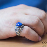 Premium Sterling Silver Oval Lapis Lazuli Men's Ring