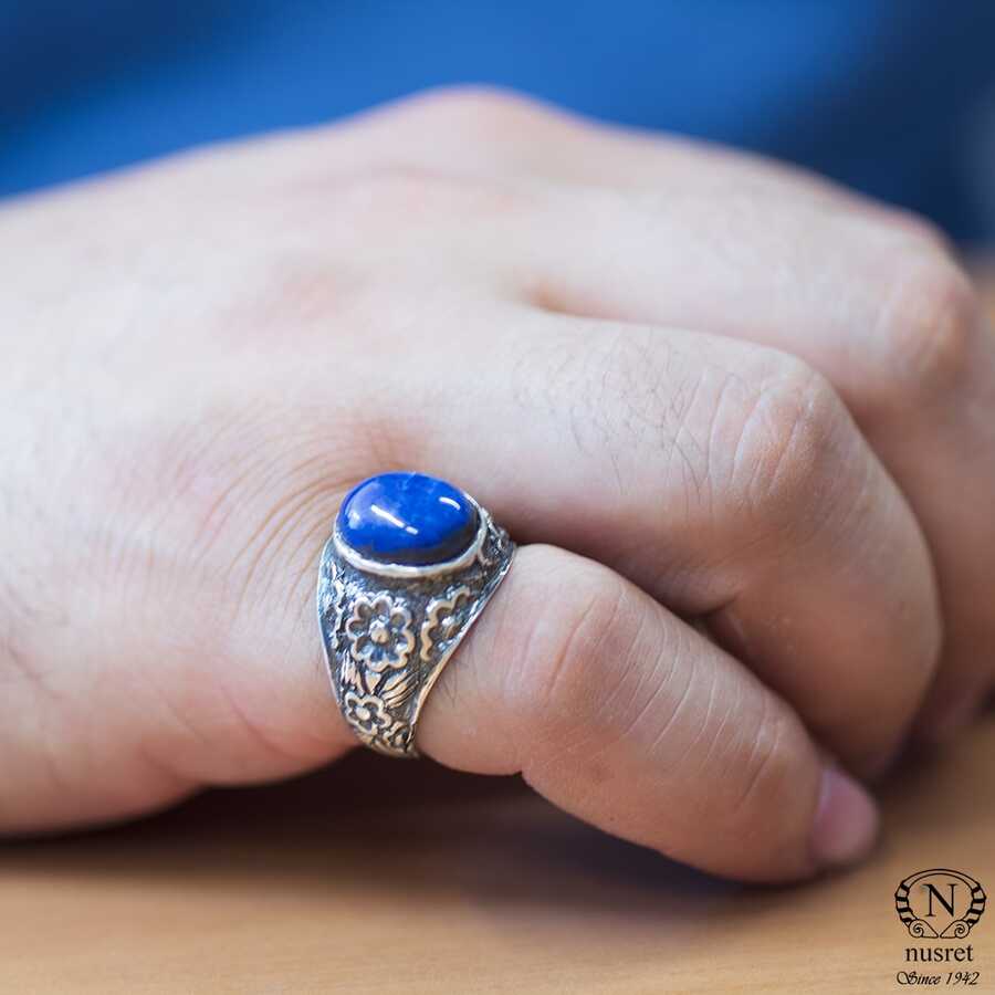 Premium Sterling Silver Oval Lapis Lazuli Men's Ring