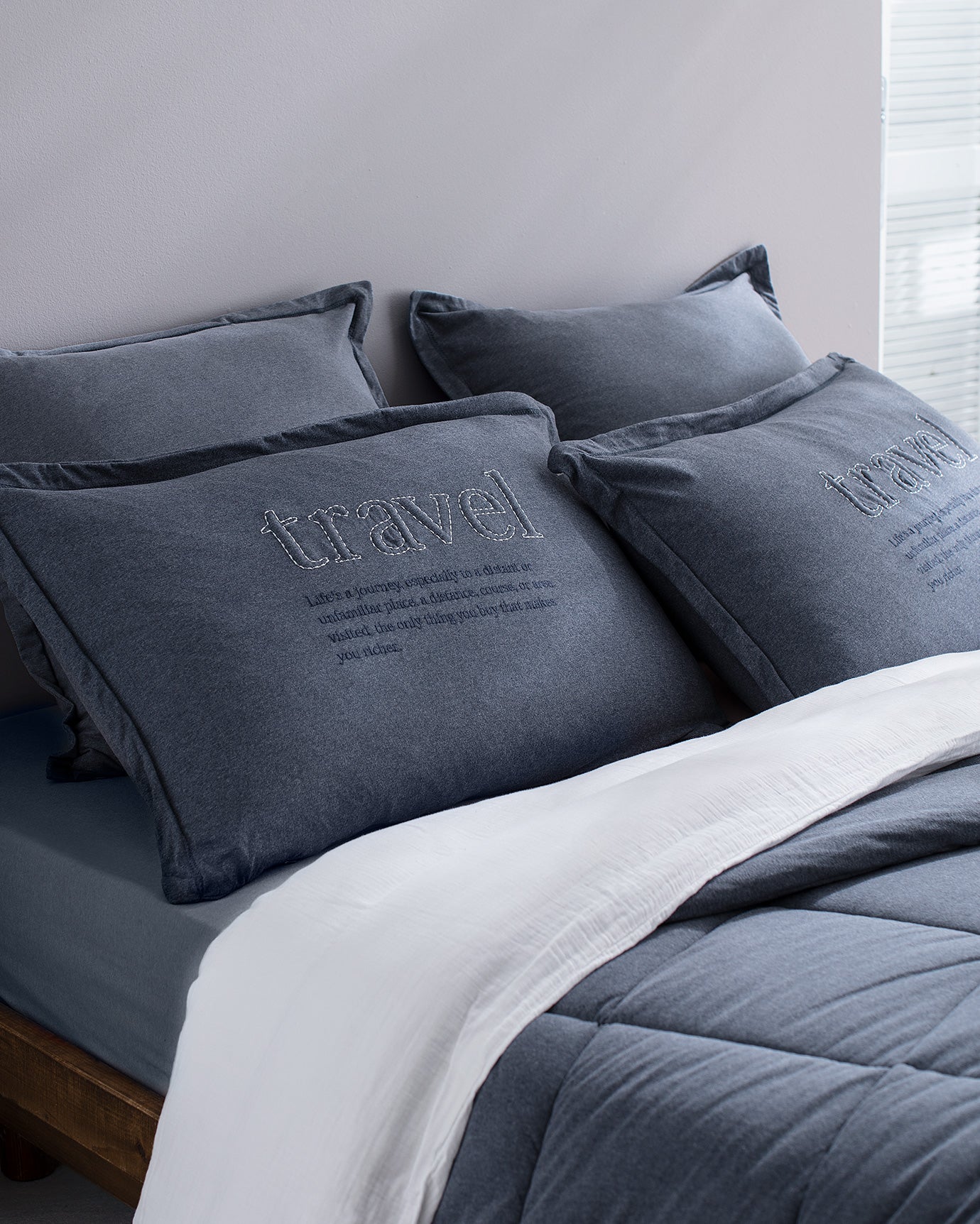 Twin Size Super Soft Cotton Bedding Set - Indigo