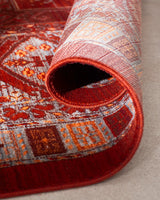 Red Distressed Medallion Area Rug - 6'7" x 9'10" Polyester