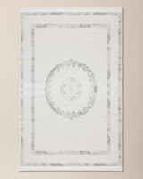 Soft Polyester Area Rug - Modern White & Grey Design