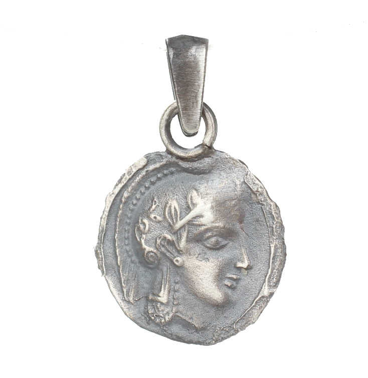 Sterling Silver Caesar Motif Medallion Pendant - Ancient Roman Style