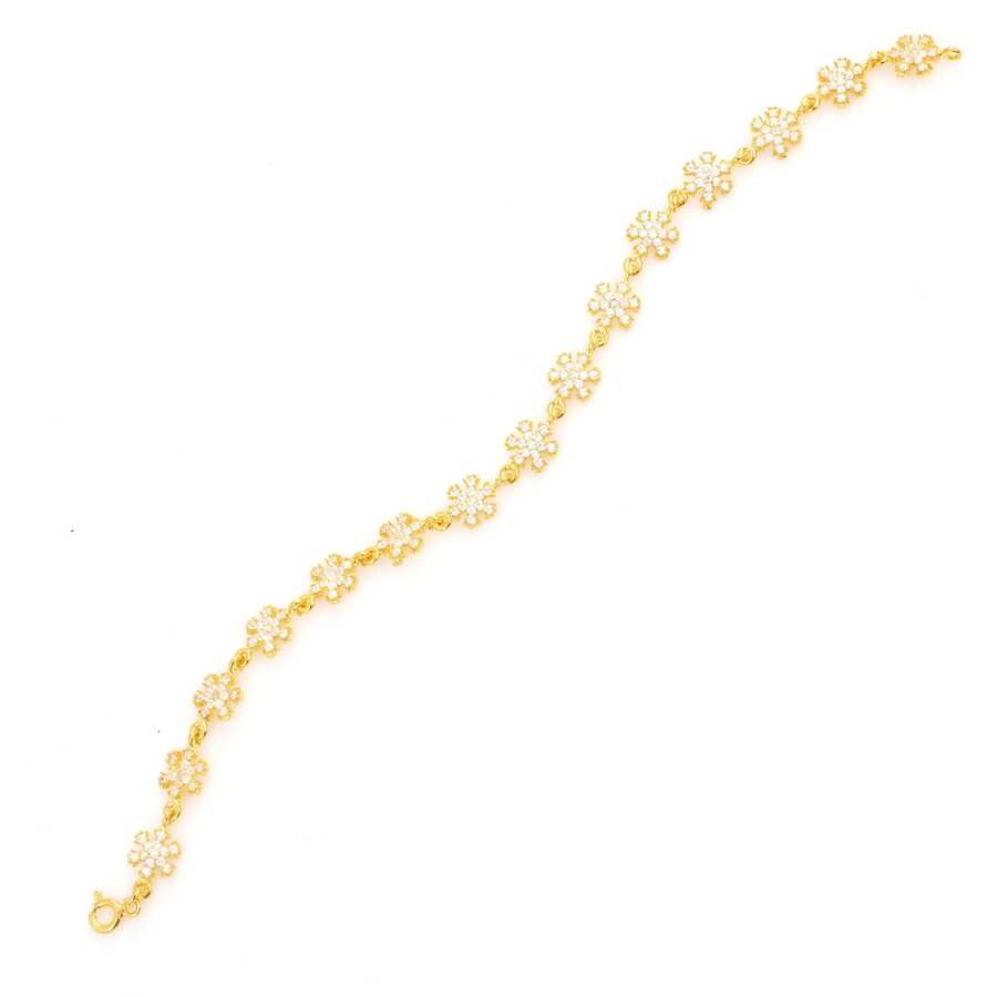 Sterling Silver Snowflake Bracelet - Sparkling Zircon Design