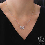 Premium Sterling Silver Butterfly Garden Necklace White