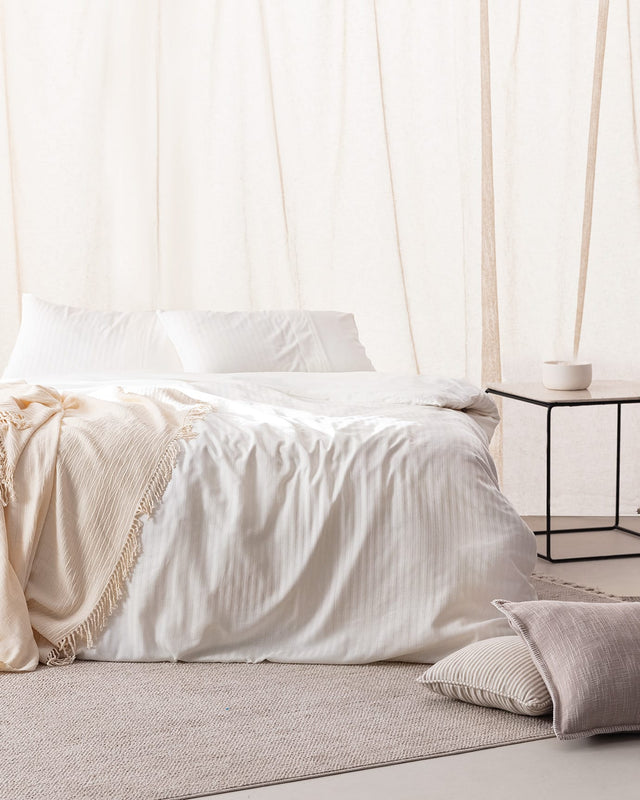Adrien King Size 100% Cotton Striped Duvet Cover Set