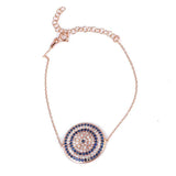 Sterling Silver Large Evil Eye Bracelet - Zircon Pave Charm
