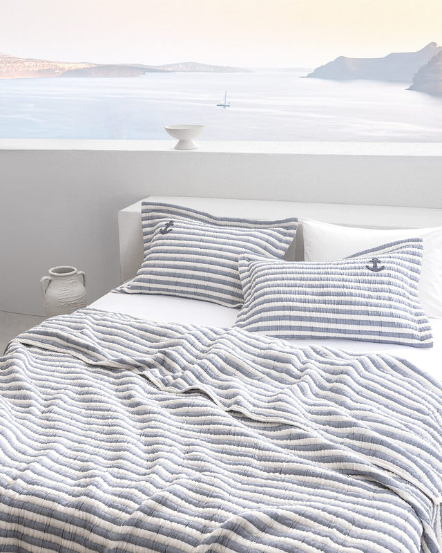 Quinquis Indigo Cotton Bedspread - Full/Queen Size