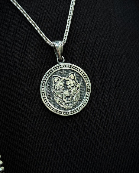 Sterling Silver Wolf Medallion - Heritage Pendant Necklace