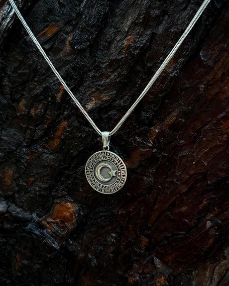 Sterling Silver Medallion Necklace - Crescent Star Heritage Design
