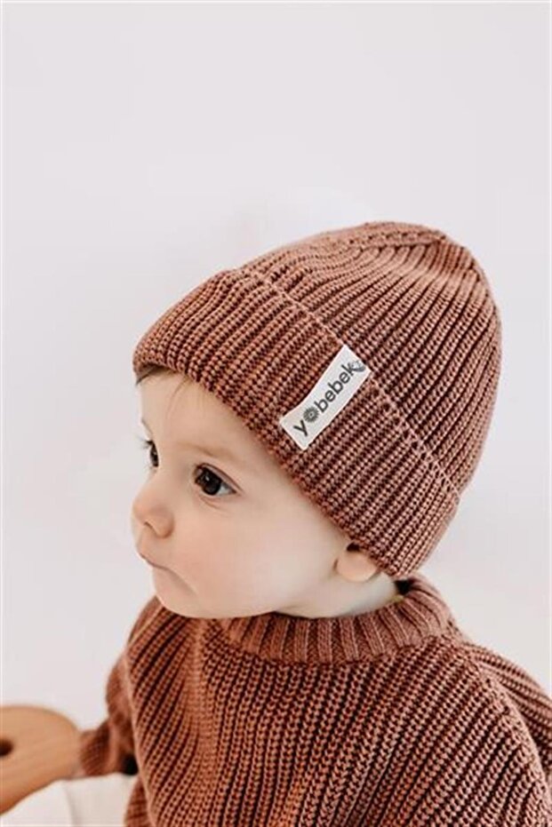 Zachte katoenen baby gebreide trui - Terracotta