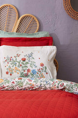 Lalin Double Duvet Set - Green Floral Bedding Collection