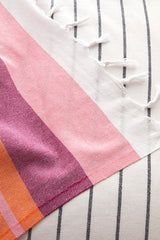 Luis Double Peshtemal Bedspread - Orange Stripes, 180x220 cm