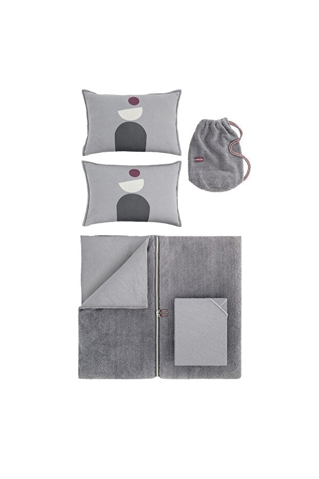 Coverme Quadro Single Sherpa Zippered Duvet Cover Set - Grey