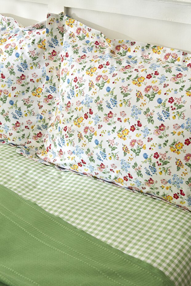 Noya 100% Cotton Single Size Pique Bedding Set - Green