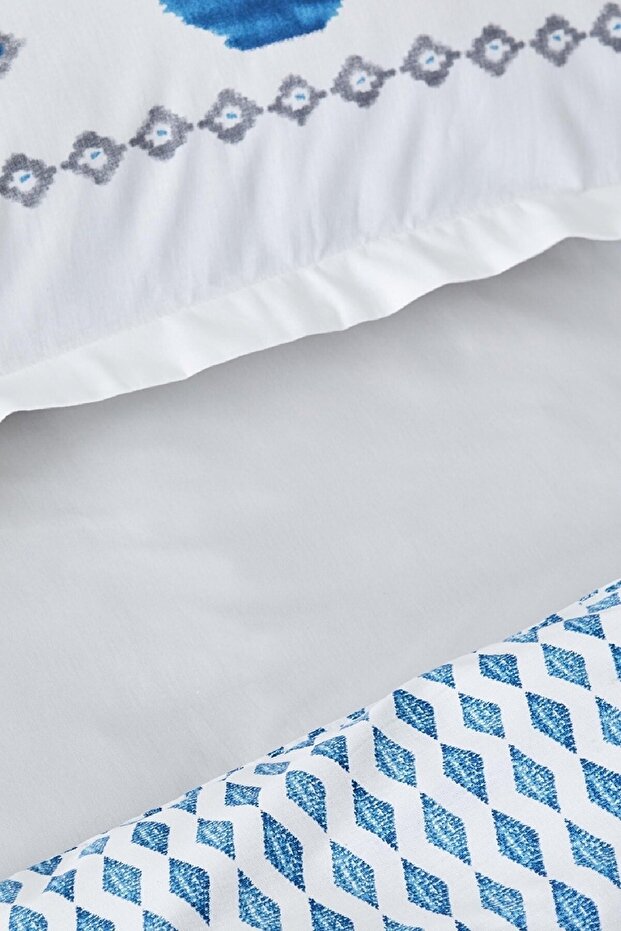 Neos Blue 100% Cotton Single Duvet Cover Set