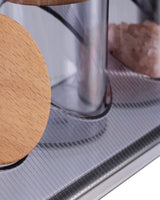 4-Piece Spice Jar Set - Smoke Grey Kitchen Seasoning Organizer