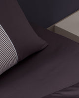 King Size 100% Cotton Sateen Bedding Set, Printed Plum & White - 208 TC