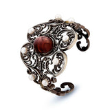 Professional Sterling Silver Pearl Tiger Eye Byzantine Cuff Bracelet