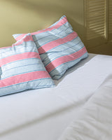 Double Cotton Printed Bedding Set - Blue & Red Design