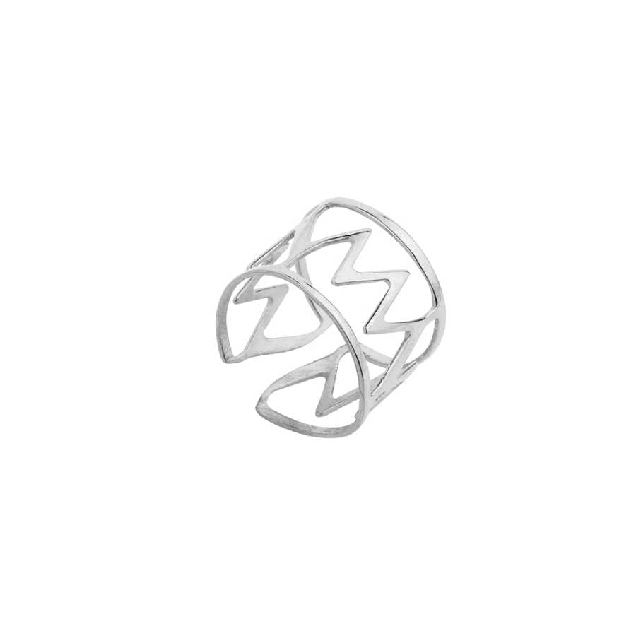 925纯银之字形可调节戒指