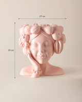 Elegant Resin Bust - Palmyra Inspired, Powder Pink Finish
