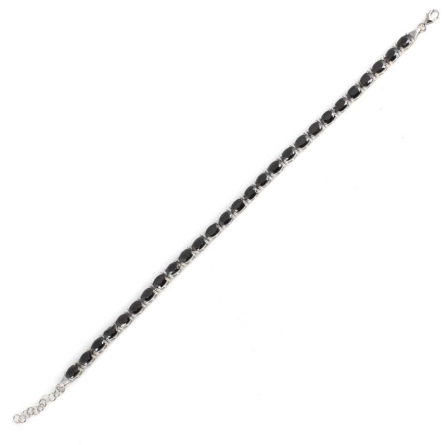 Sterling Silver Oval Onyx Tennis Bracelet - Classic & Elegant