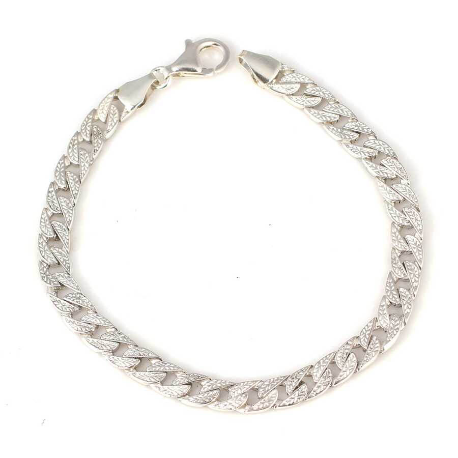 Sterling Silver Patterned Gourmet Chain Bracelet