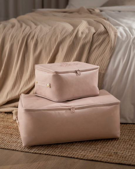 Printed Floral Polypropylene Storage Boxes - Set of 2